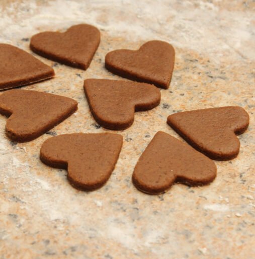 Delicious chocolate heart-shaped cookies chips